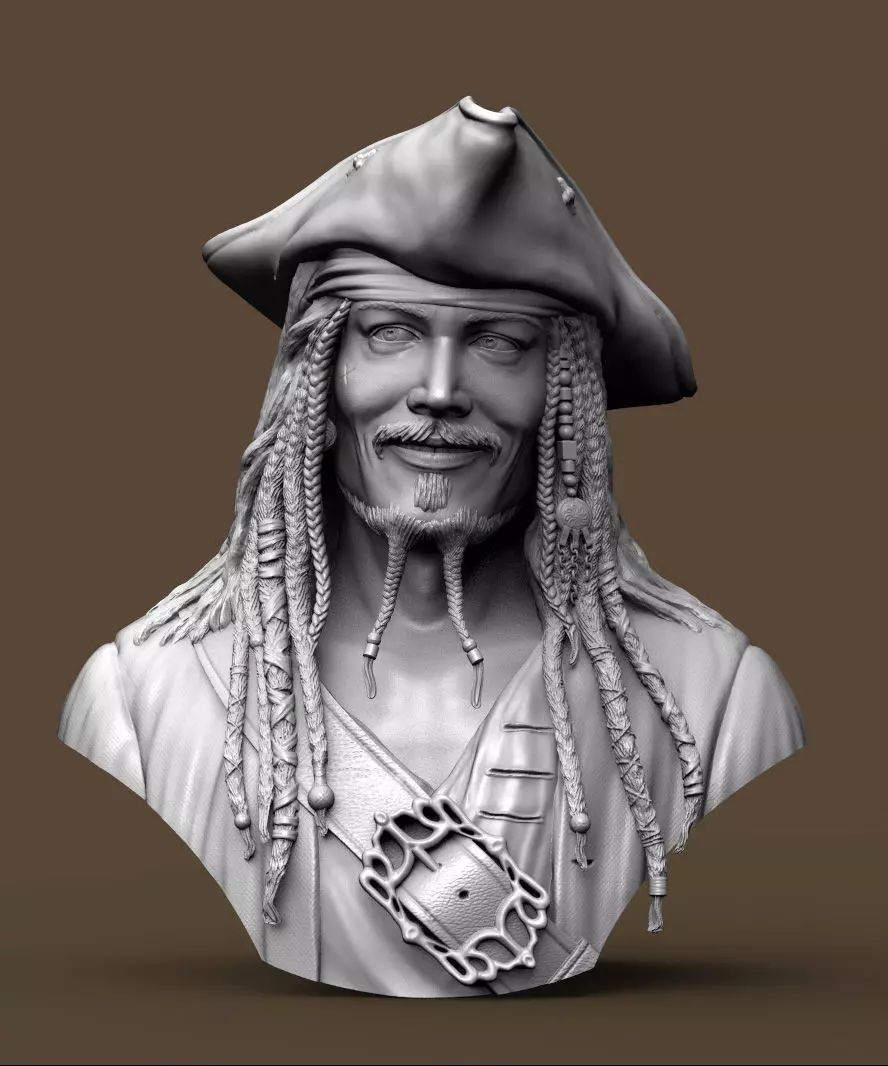 Bust Jack Sparrow 3D print model_0
