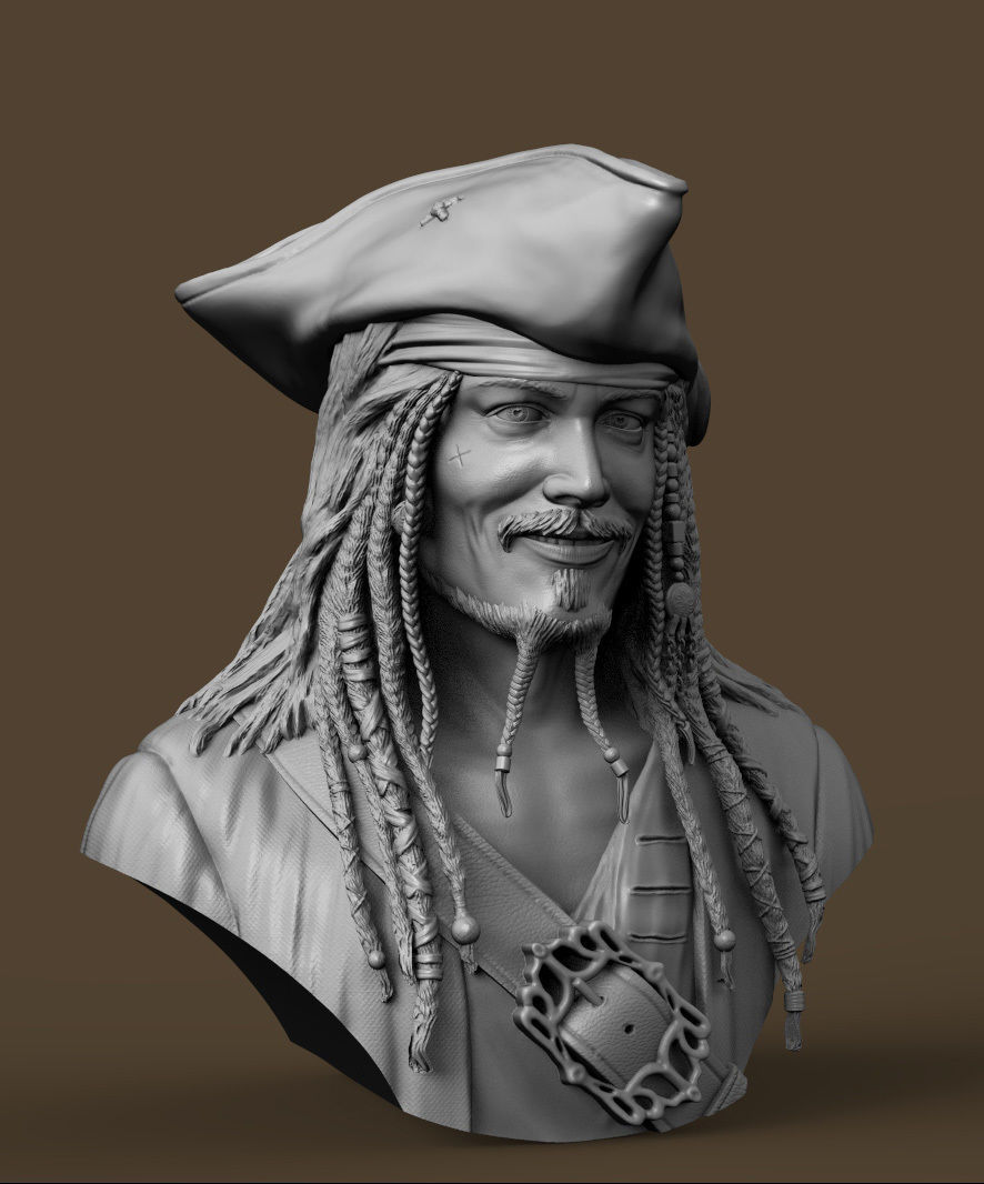 Bust Jack Sparrow 3D print model_11