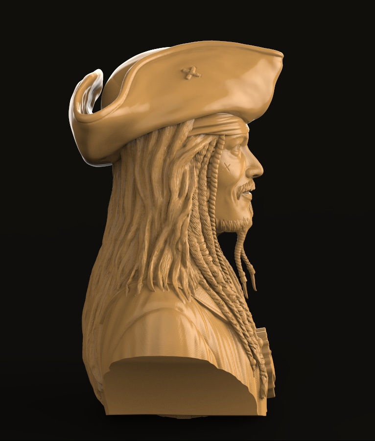 Bust Jack Sparrow 3D print model_6