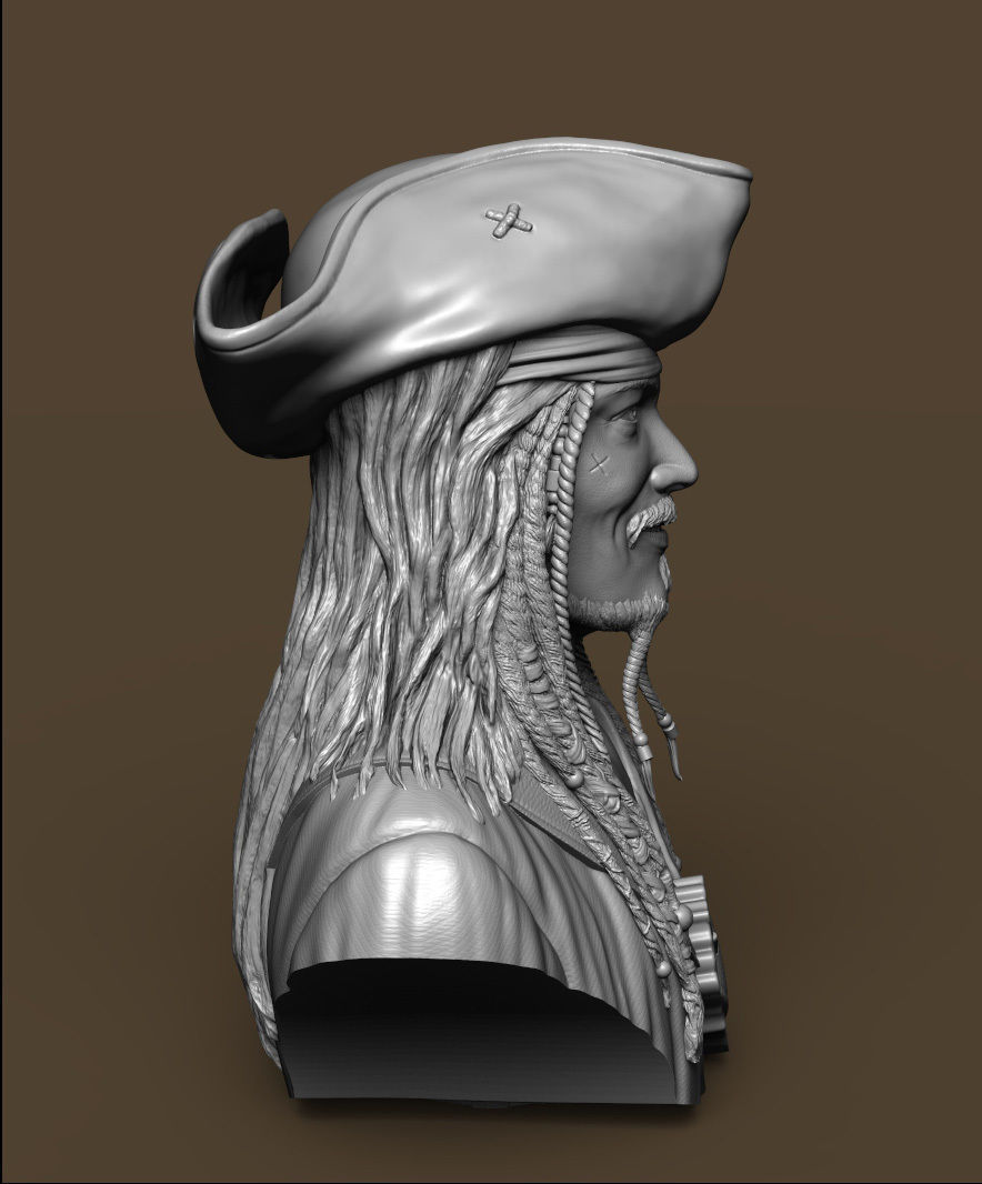 Bust Jack Sparrow 3D print model_14