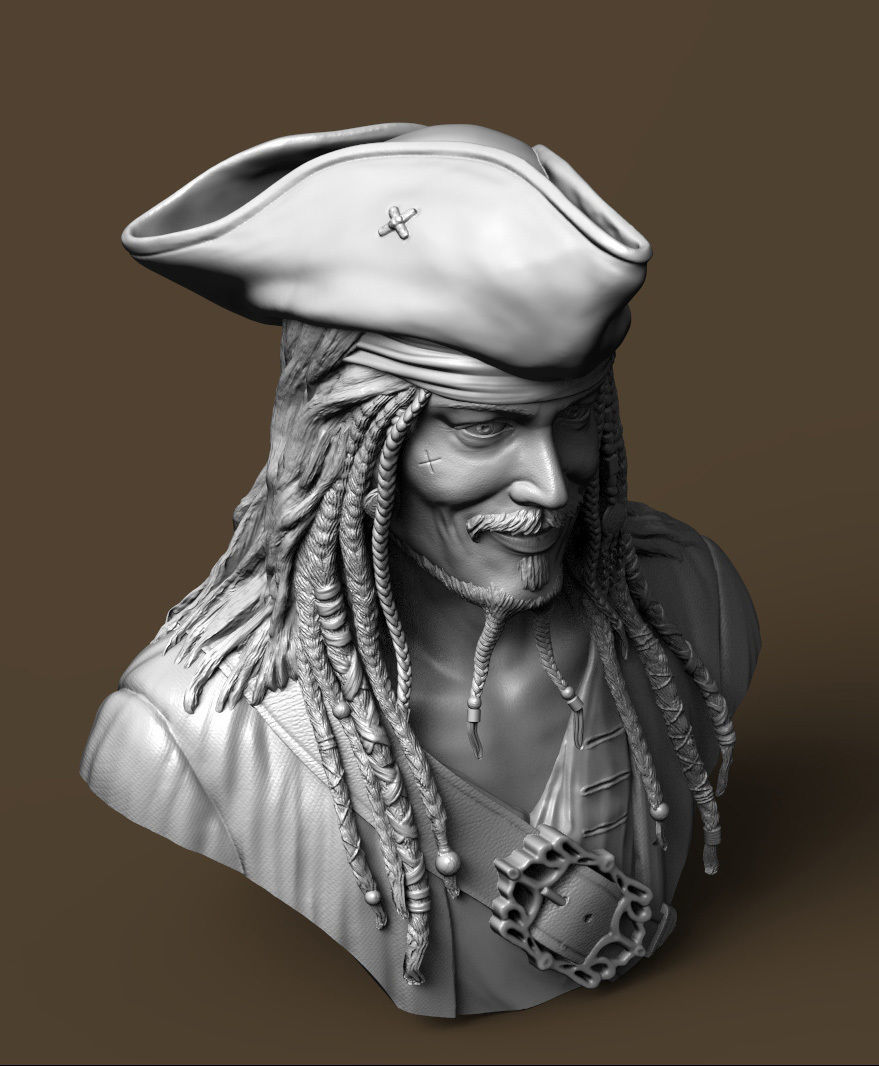 Bust Jack Sparrow 3D print model_12