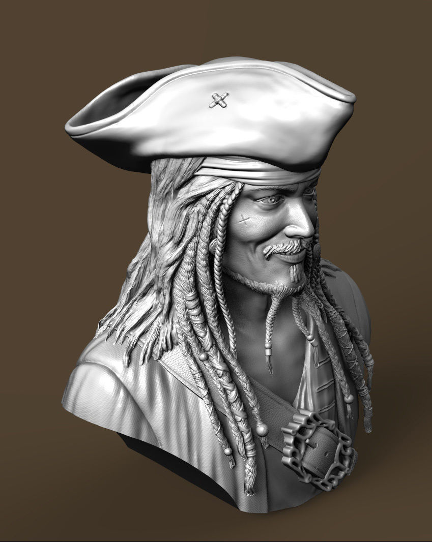 Bust Jack Sparrow 3D print model_13