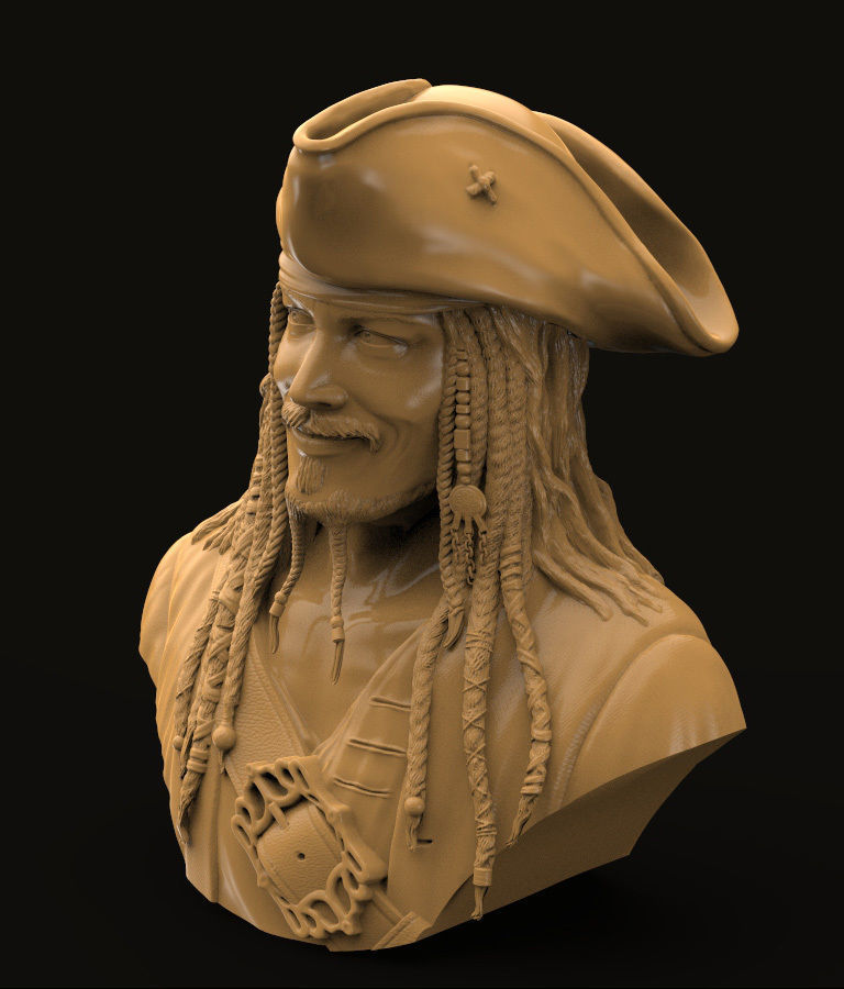 Bust Jack Sparrow 3D print model_2