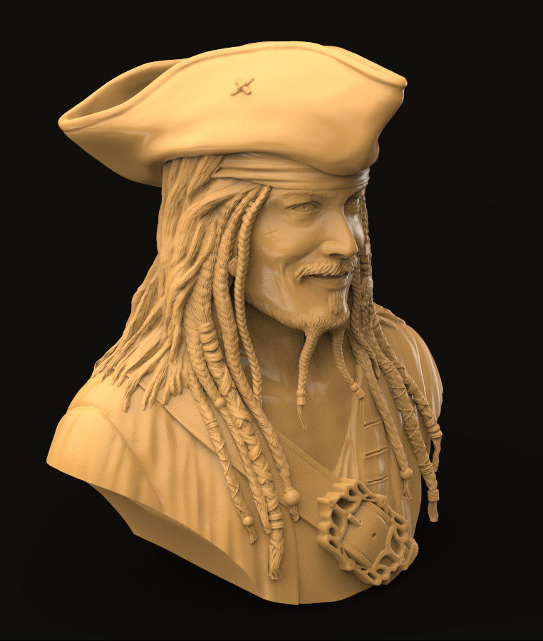 Bust Jack Sparrow 3D print model_5