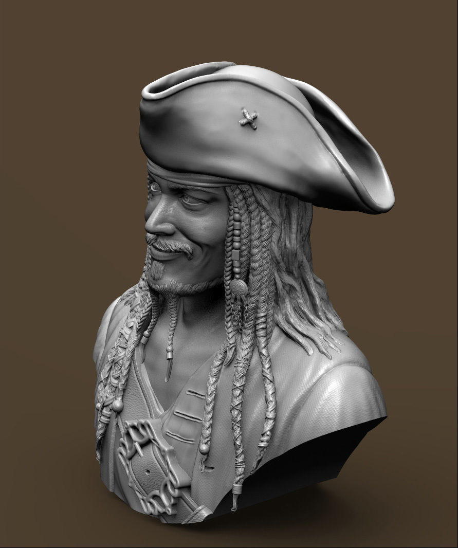 Bust Jack Sparrow 3D print model_9