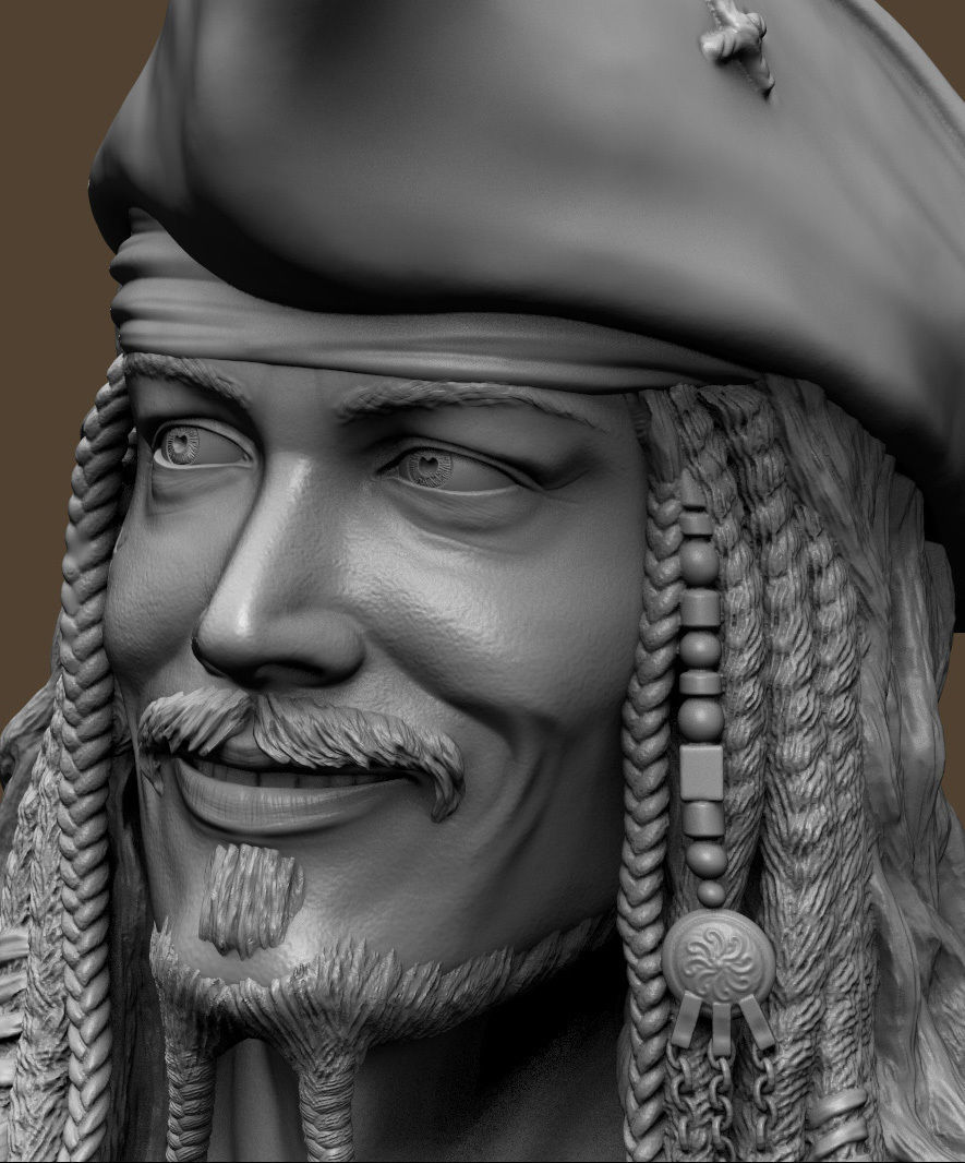 Bust Jack Sparrow 3D print model_8
