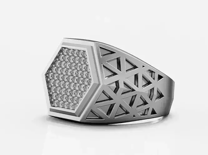 Fashion Men Ring Silver Gold  Print