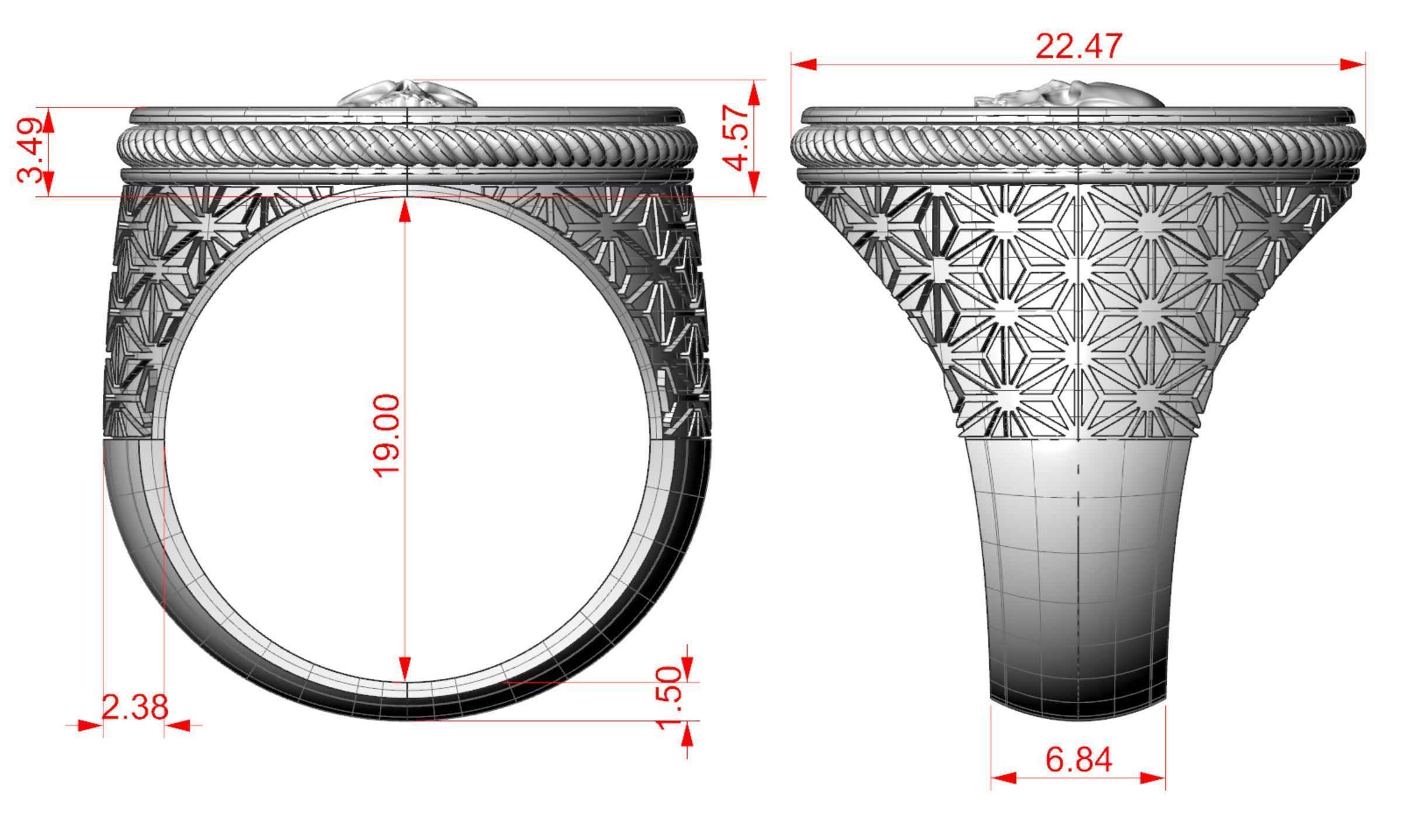 Vegvisir skull ring 3D print model_10