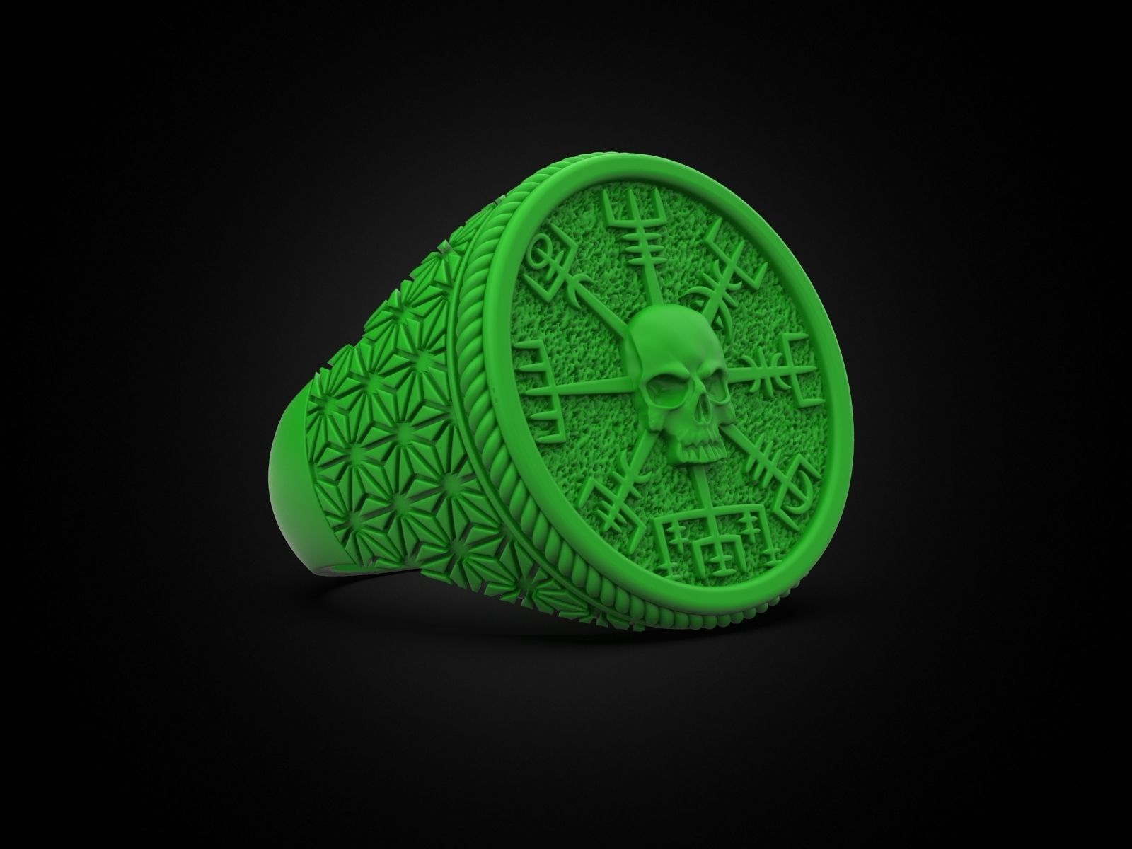 Vegvisir skull ring 3D print model_9
