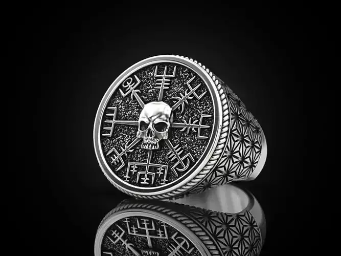 Vegvisir skull ring 3D print model