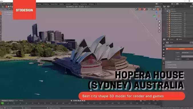 Opera house Sydney AUSTRALIA With texture Low-poly 3D model
