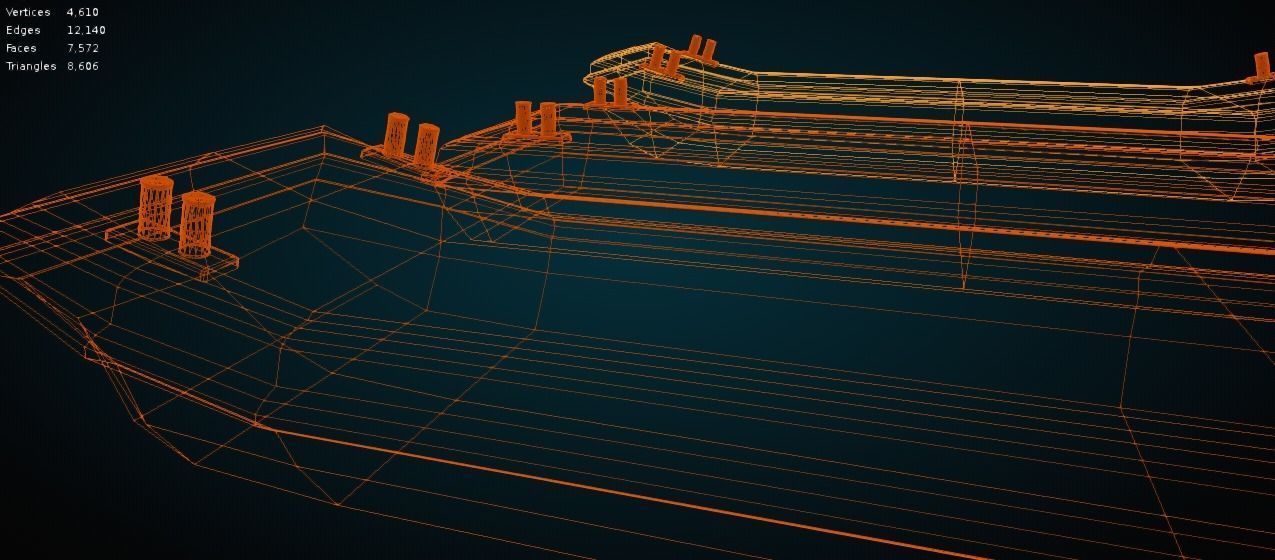 Barges Set three rusty containers Low-poly 3D model_8