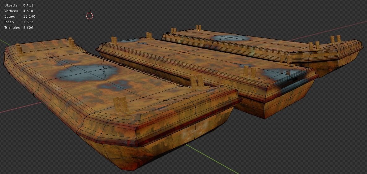 Barges Set three rusty containers Low-poly 3D model_4