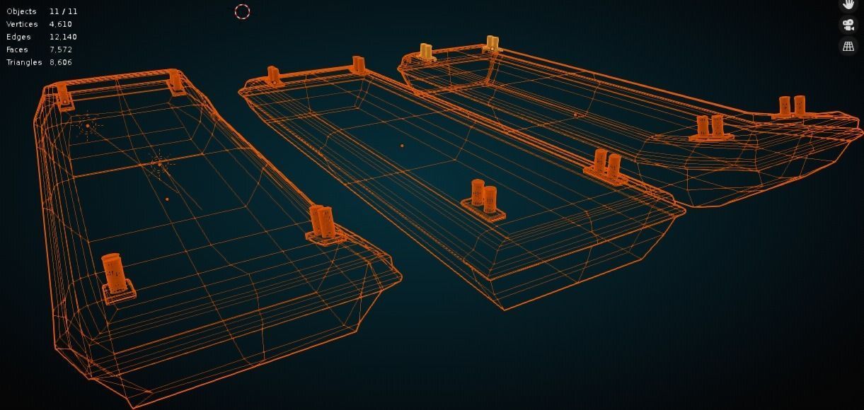Barges Set three rusty containers Low-poly 3D model_5