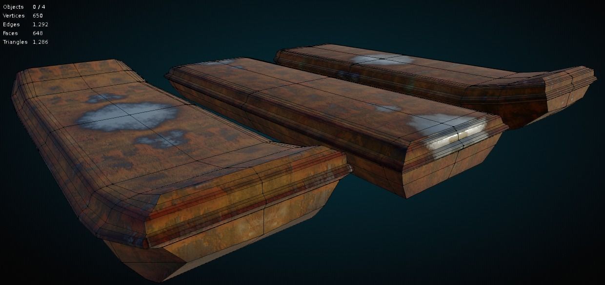 Barges Set three rusty containers Low-poly 3D model_6