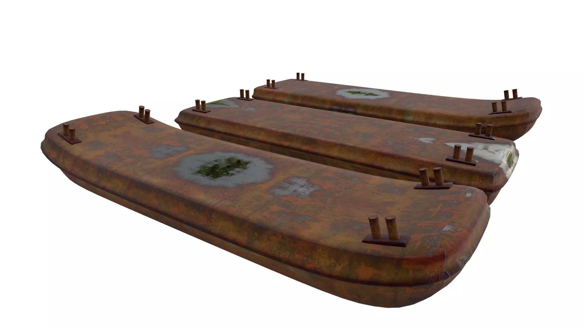 Barges Set three rusty containers Low-poly 3D model_0
