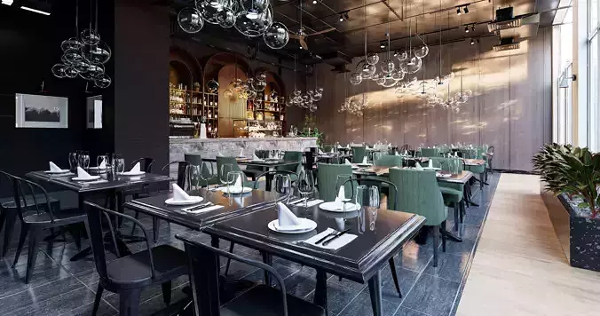 D5 render restaurant scene