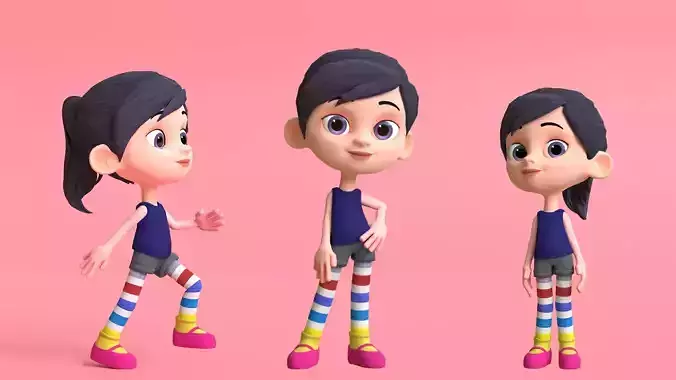 Sticky Cartoon Girl Charcater