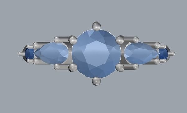 Sterling Silver Five Stone Ring Jewelry 3D print model