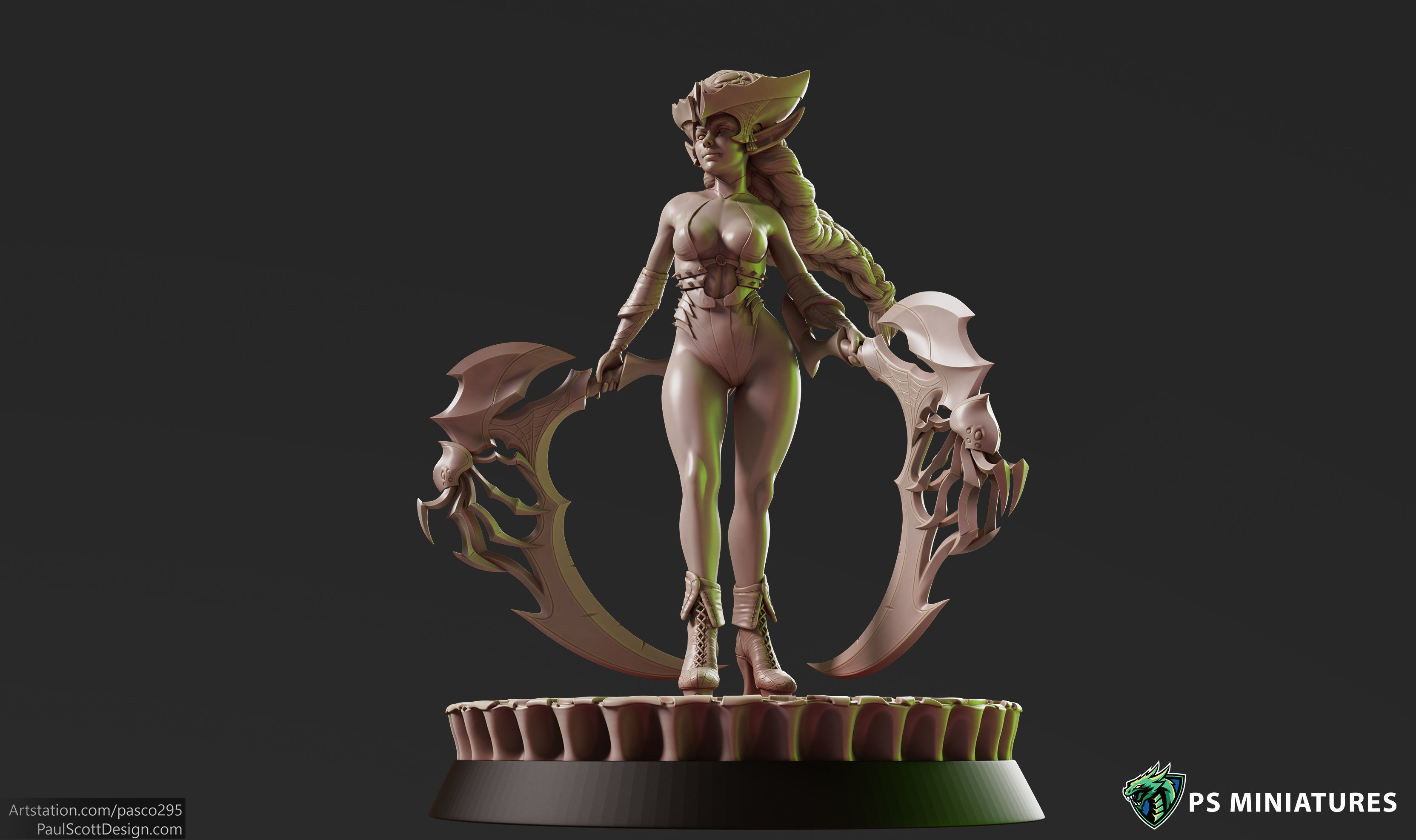 Drow Reaper Pose 2 - Includes Extra Pinup Version 3D print model_6