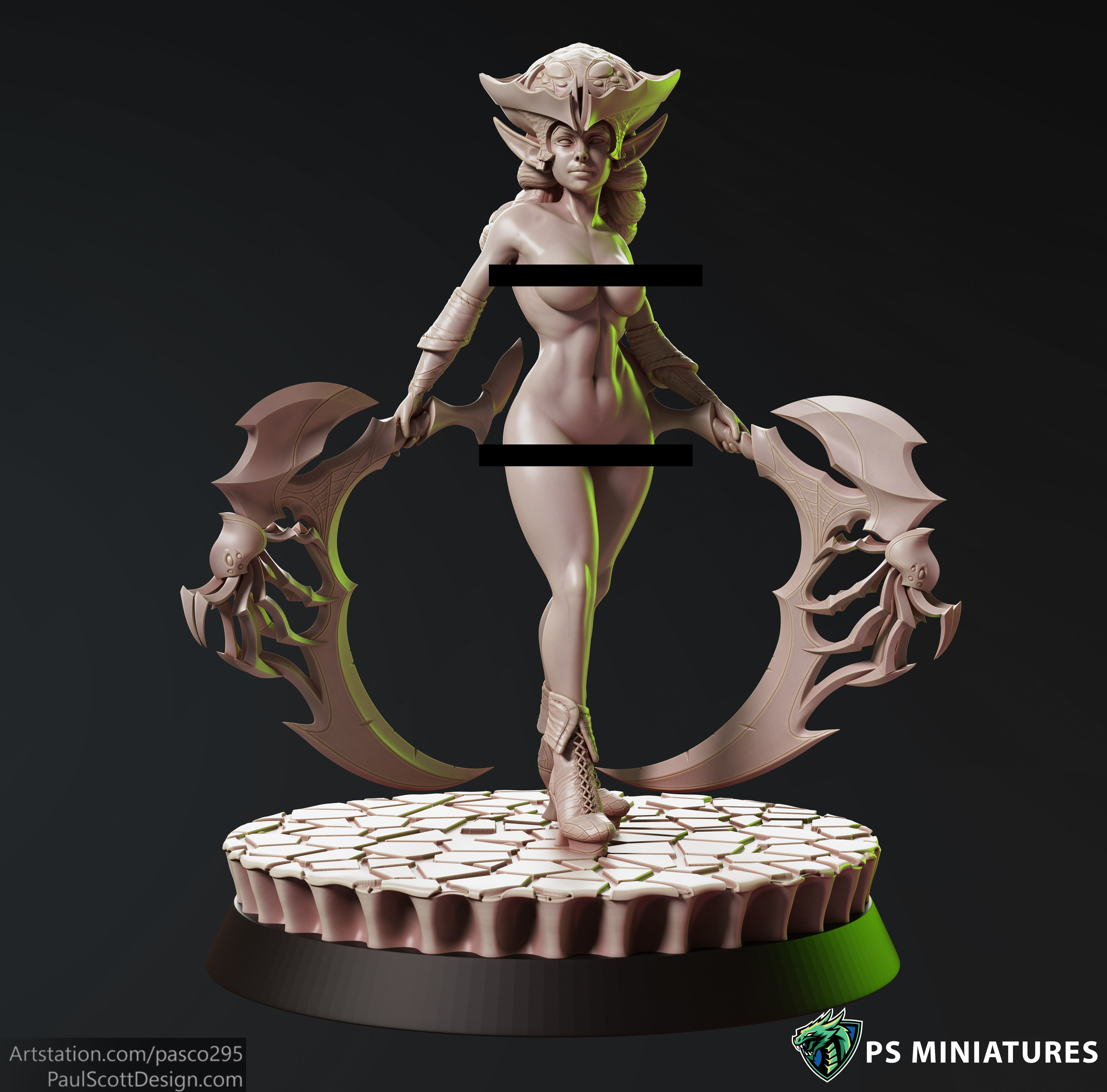 Drow Reaper Pose 2 - Includes Extra Pinup Version 3D print model_2
