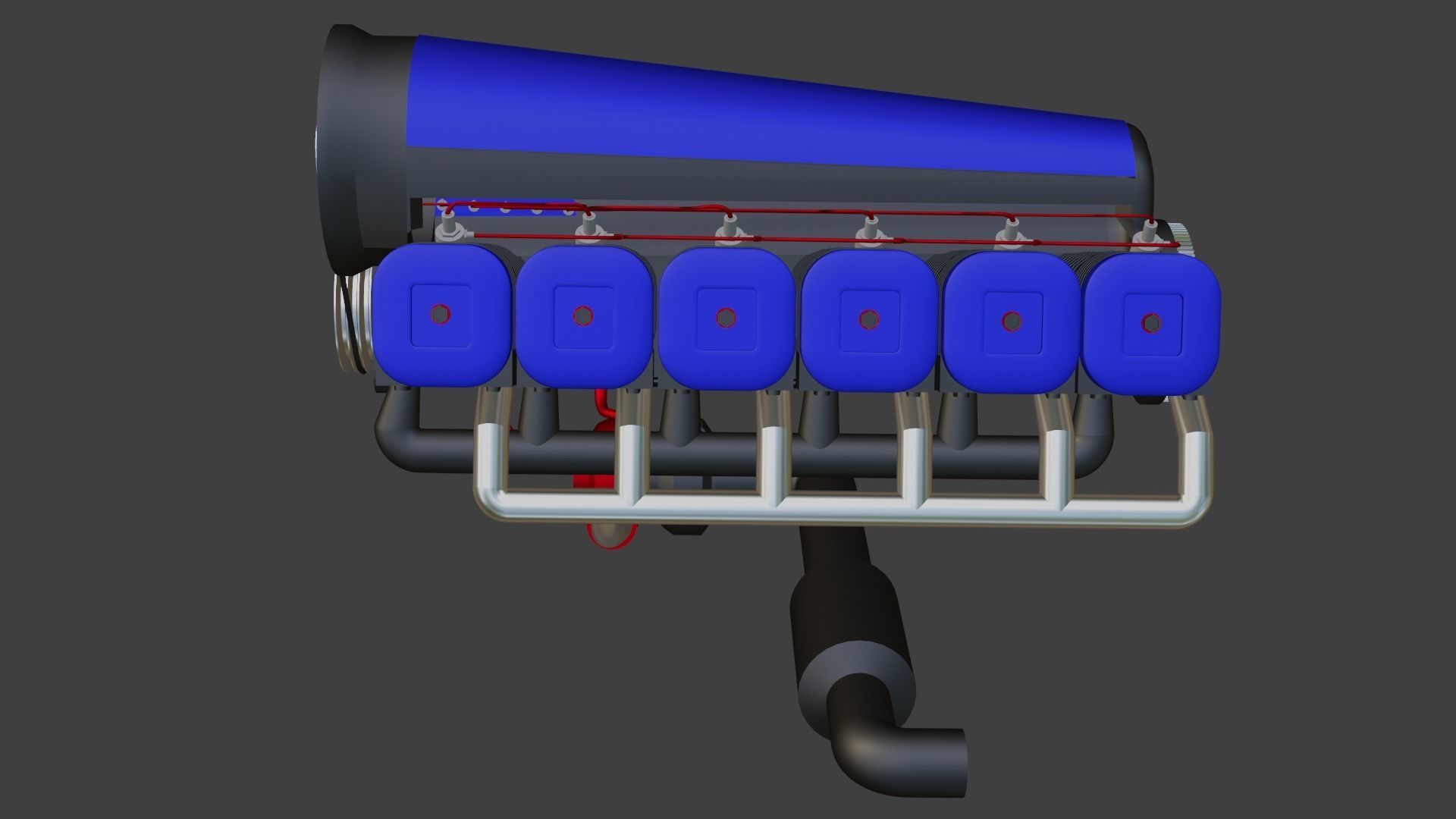 I 6 air cooled engine 3D model_3