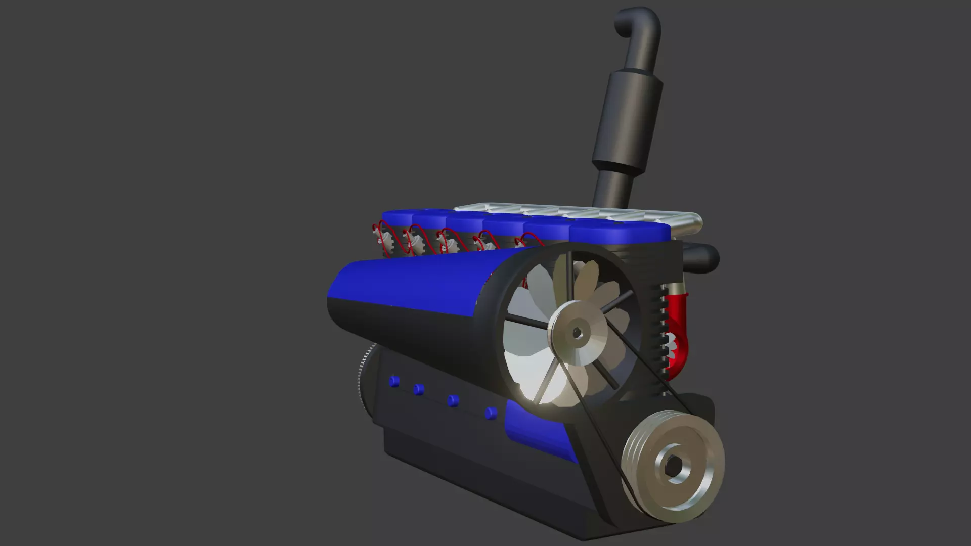 I 6 air cooled engine 3D model_0