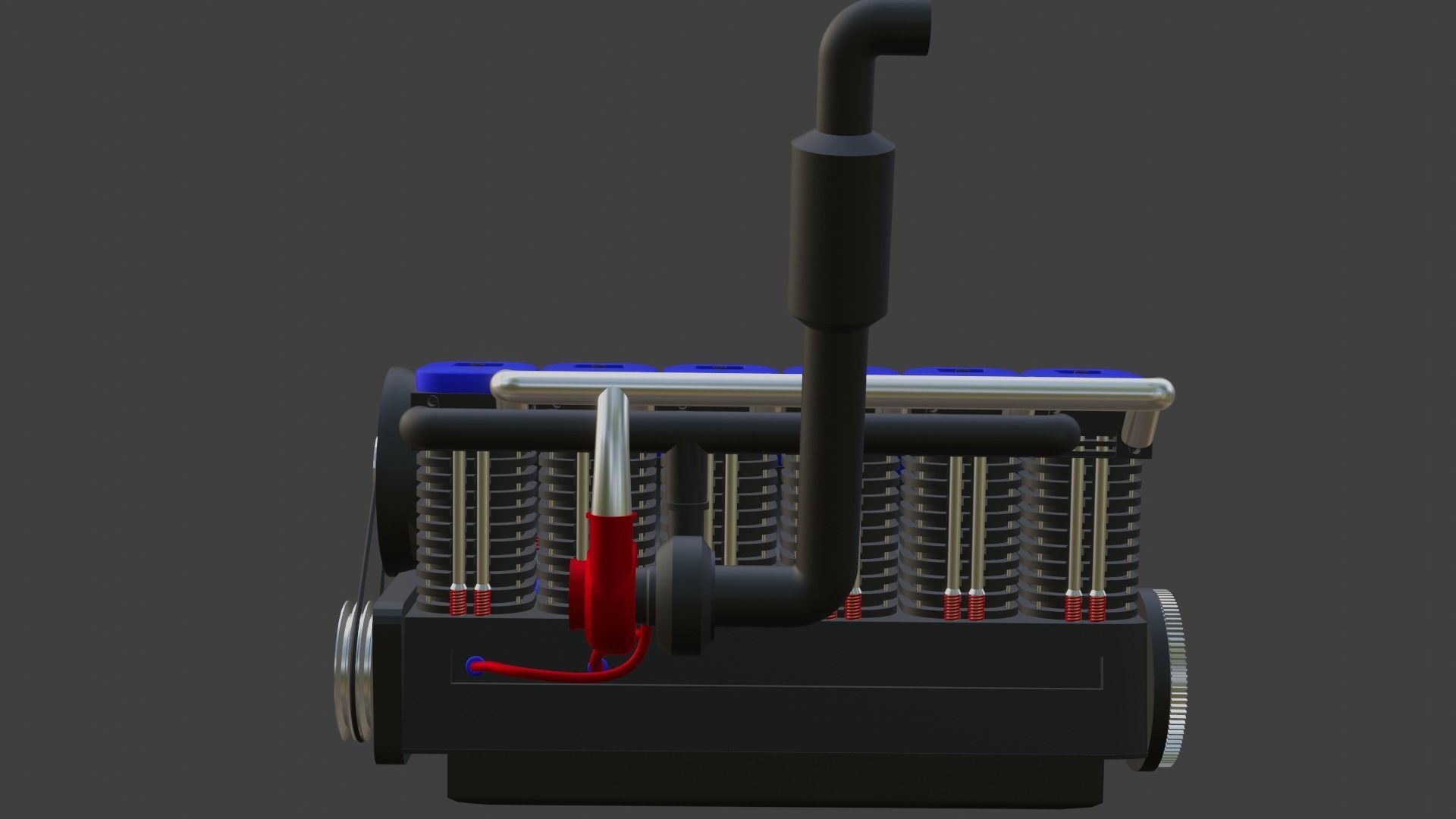 I 6 air cooled engine 3D model_2