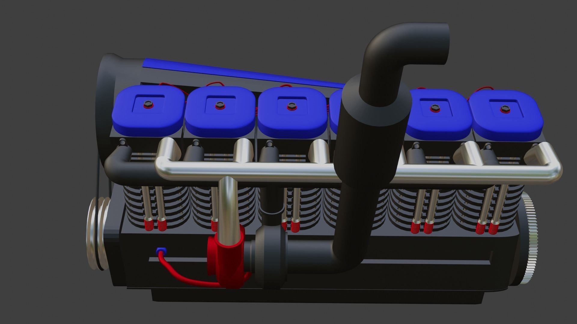 I 6 air cooled engine 3D model_4