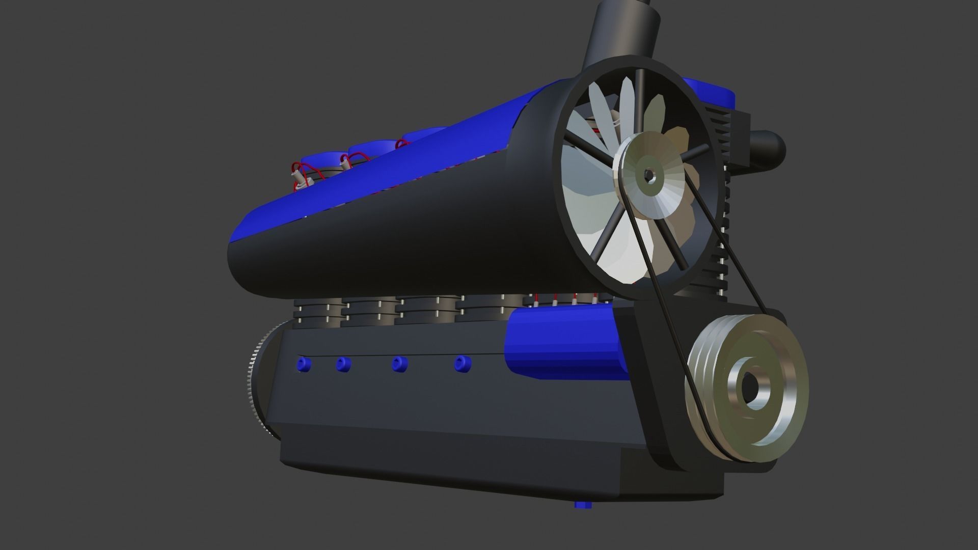 I 6 air cooled engine 3D model_5