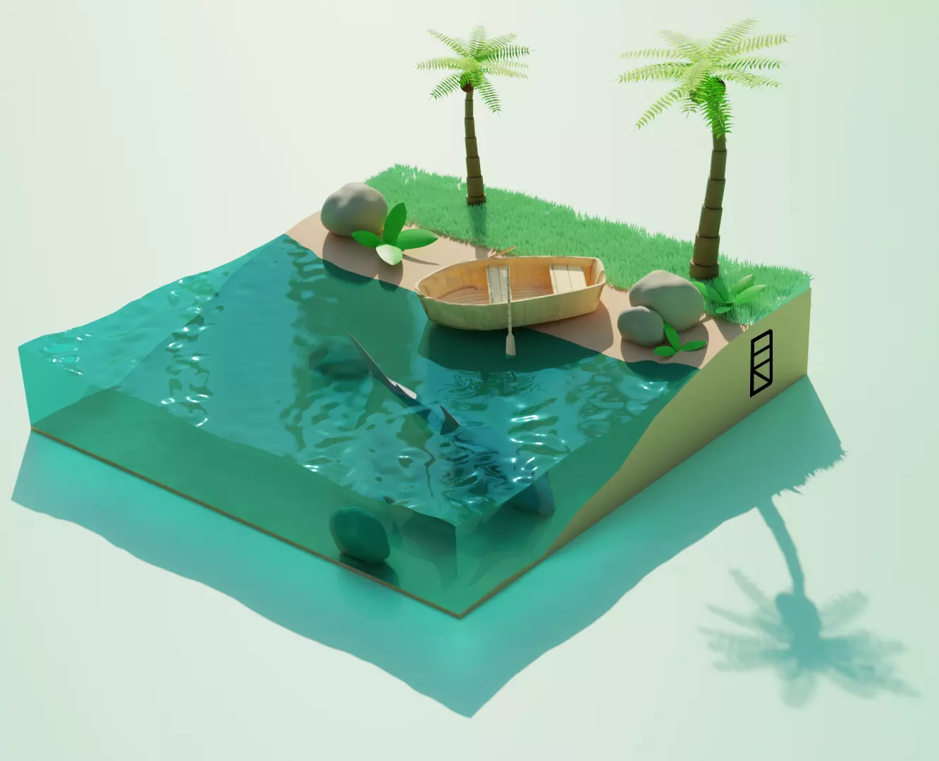 Tropical scene in Blender Free 3D model