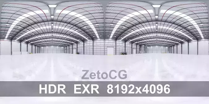 HDRI - Industrial Warehouse Interior 13 - 8192x4096