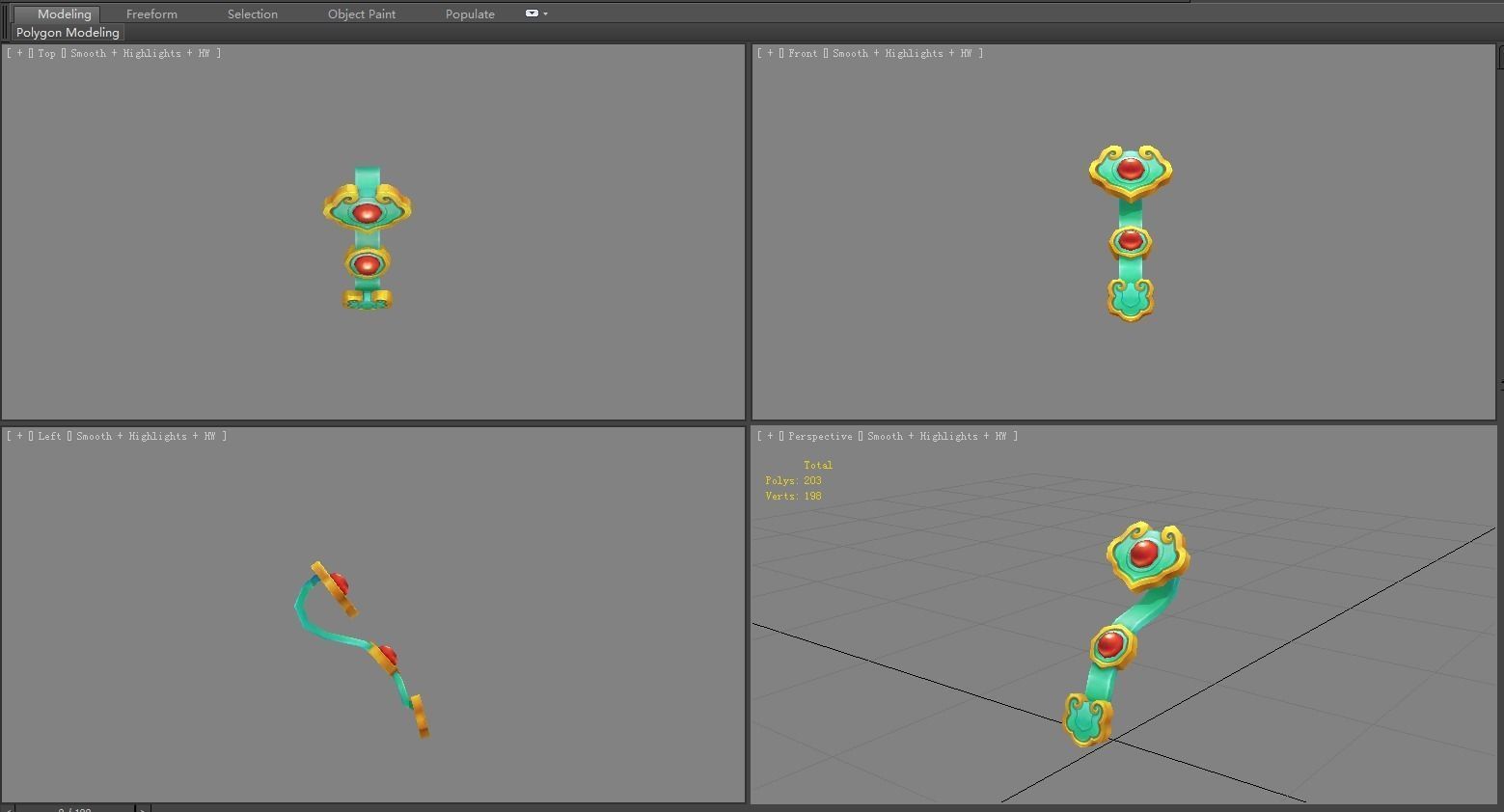 Cartoon Chinese ruyi - wishful magic weapon Low-poly 3D model_3