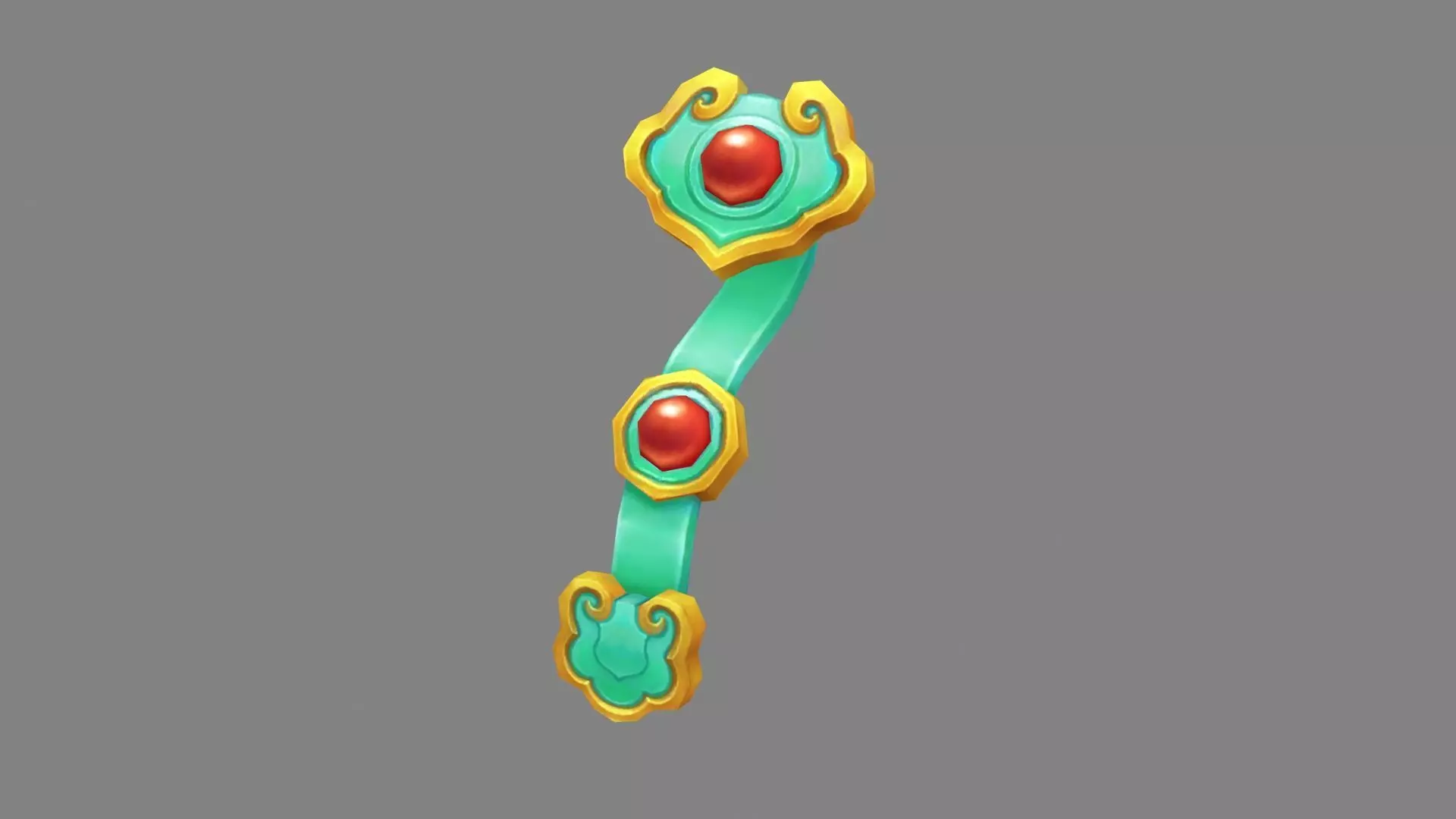 Cartoon Chinese ruyi - wishful magic weapon Low-poly 3D model_0