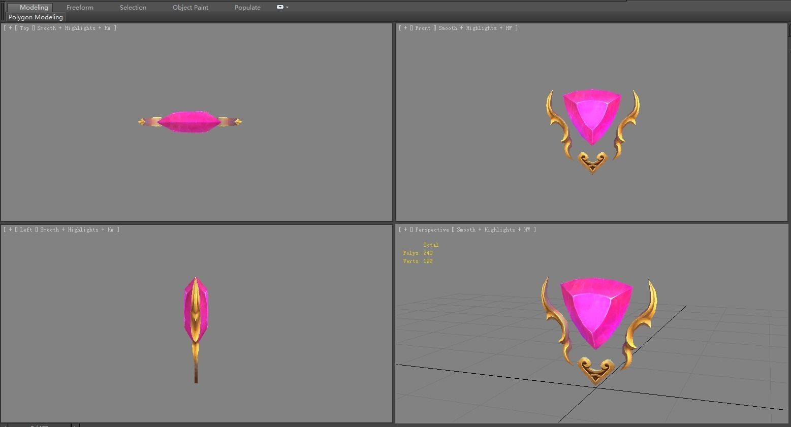 Cartoon triangle gems Low-poly 3D model_3
