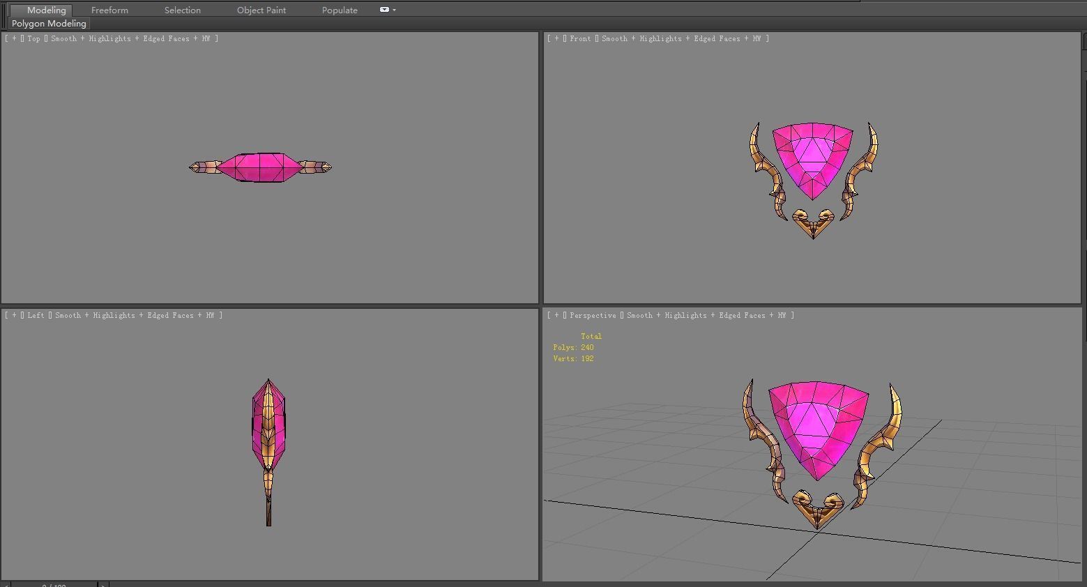 Cartoon triangle gems Low-poly 3D model_4