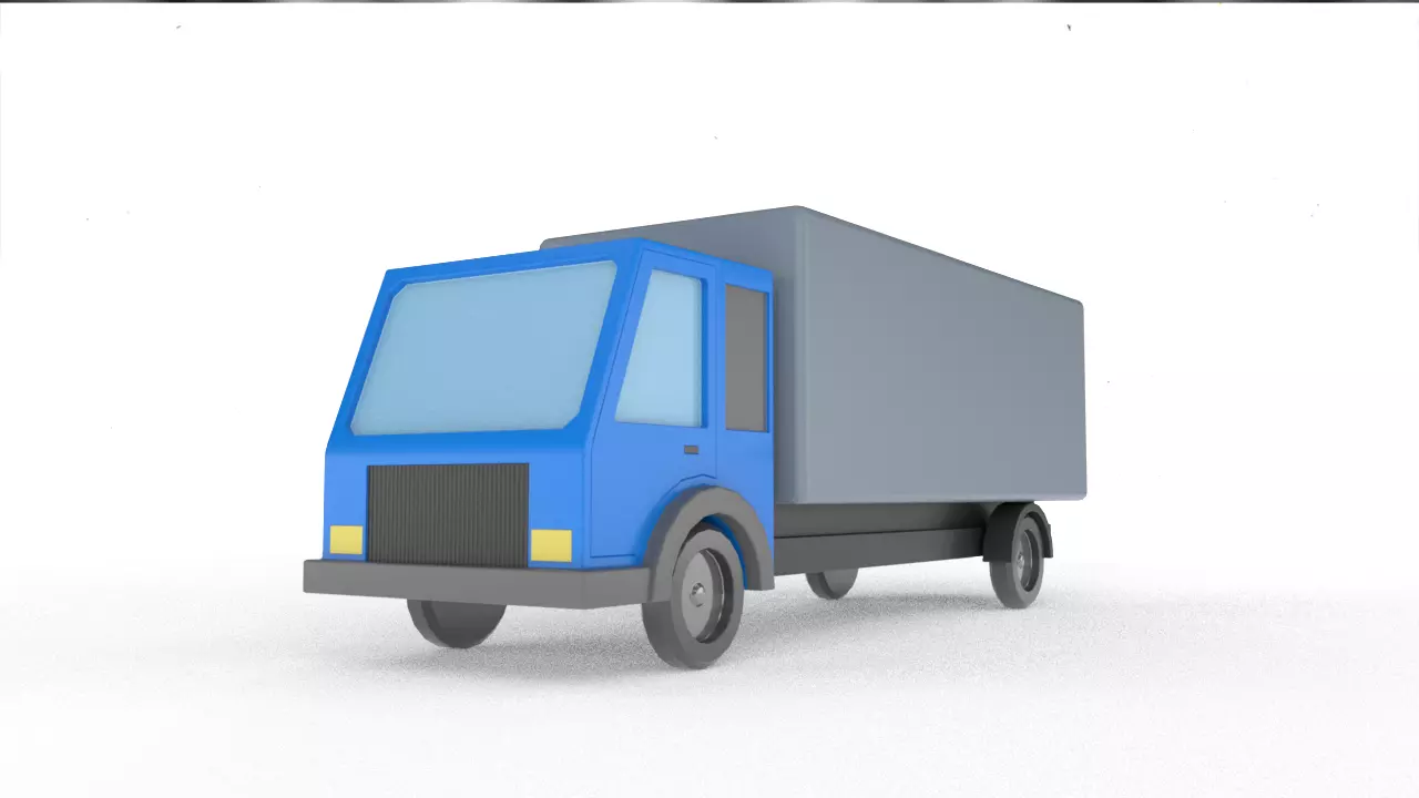 cartoon 3d LOW POLY lorry Low-poly 3D model_0