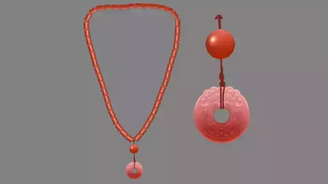Cartoon chinese jade necklace