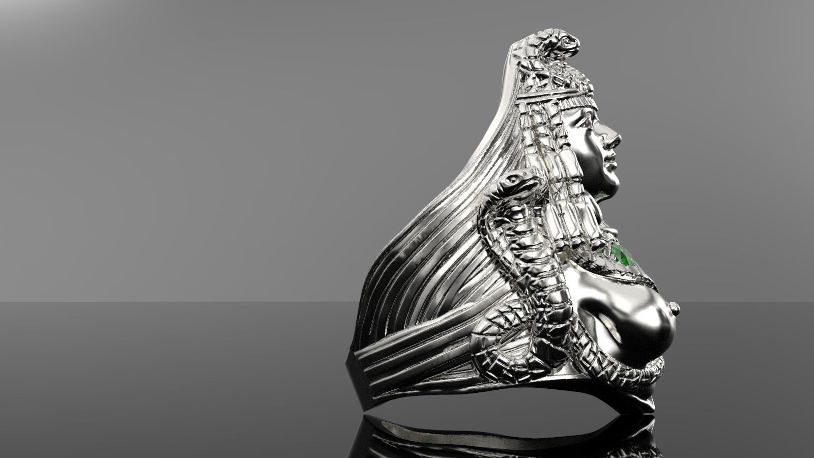 Medusa snake ring 3D print model_13