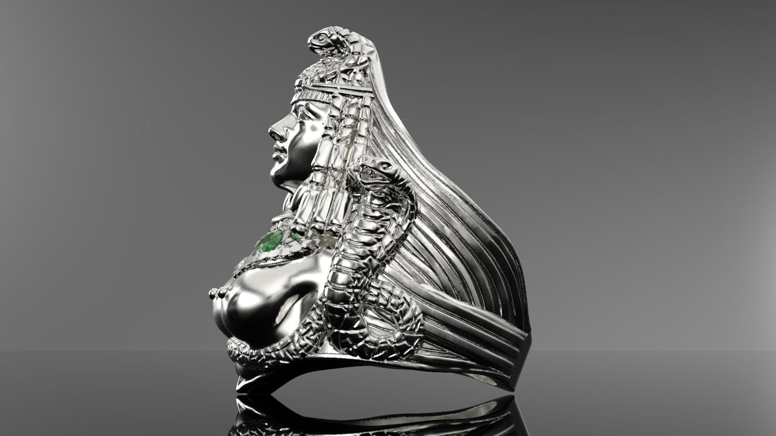 Medusa snake ring 3D print model_14