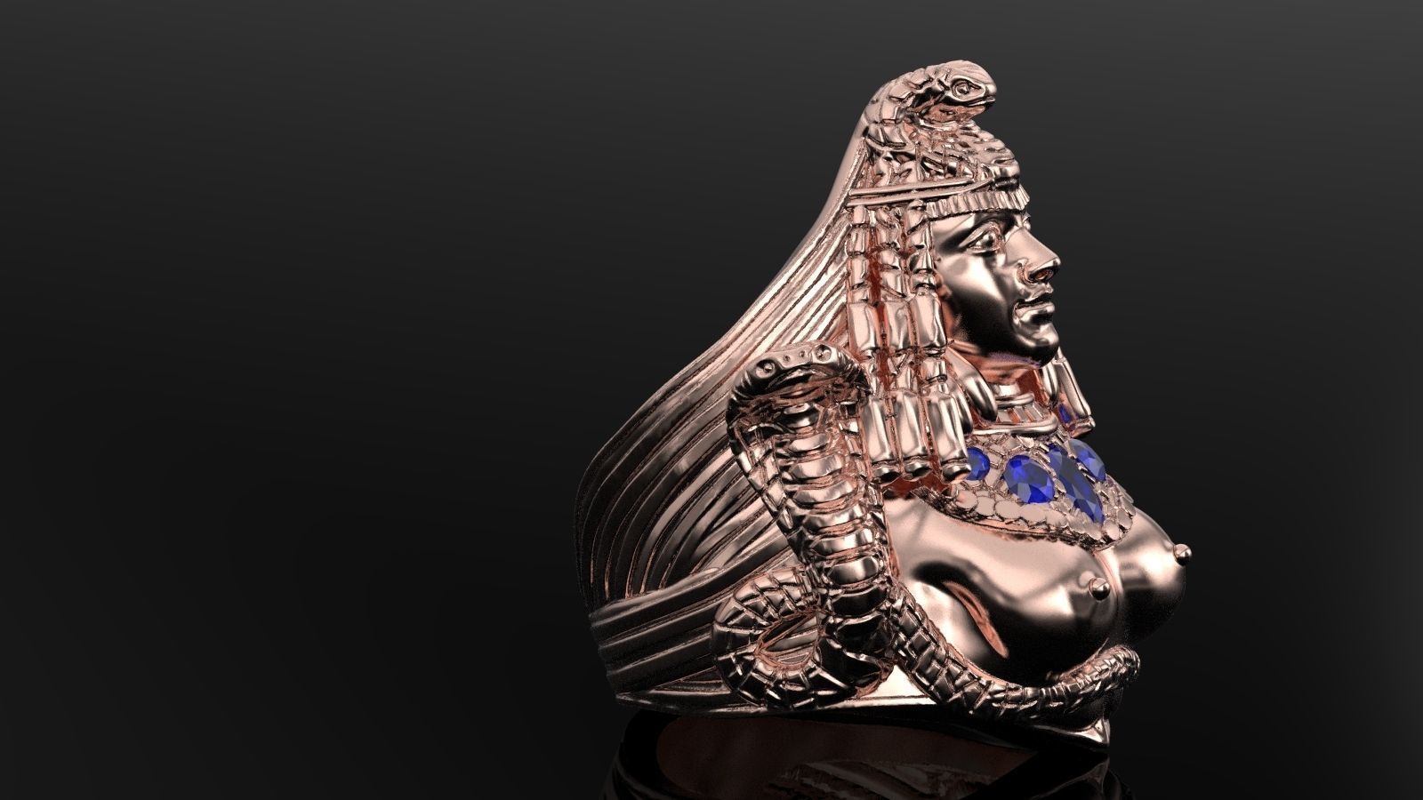 Medusa snake ring 3D print model_8