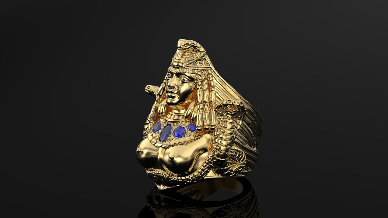 Medusa snake ring 3D print model_4