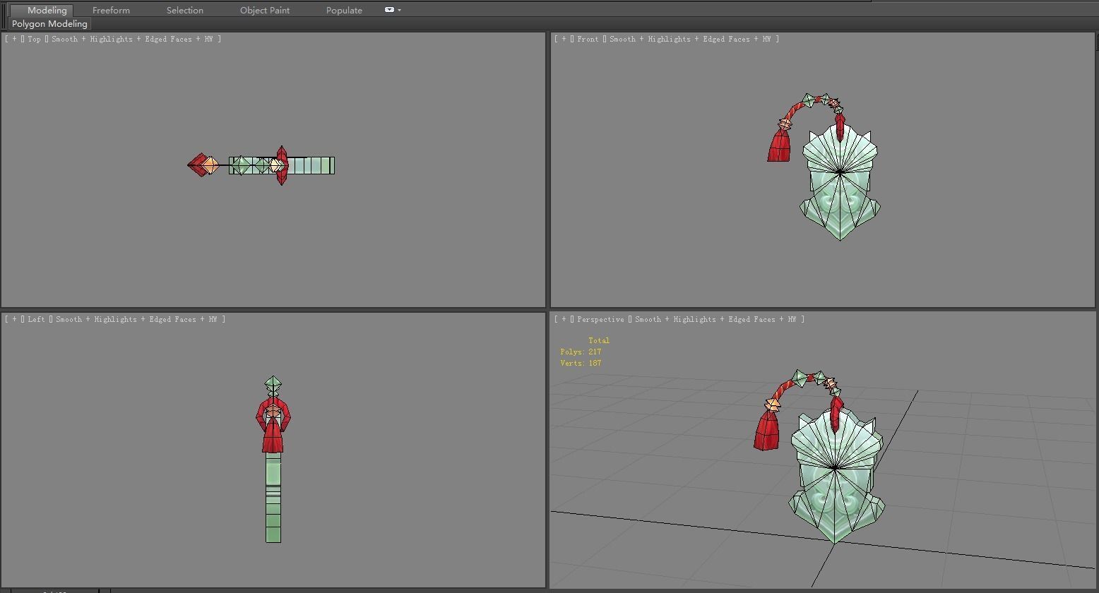 Cartoon chinese jade pendant Low-poly 3D model_4