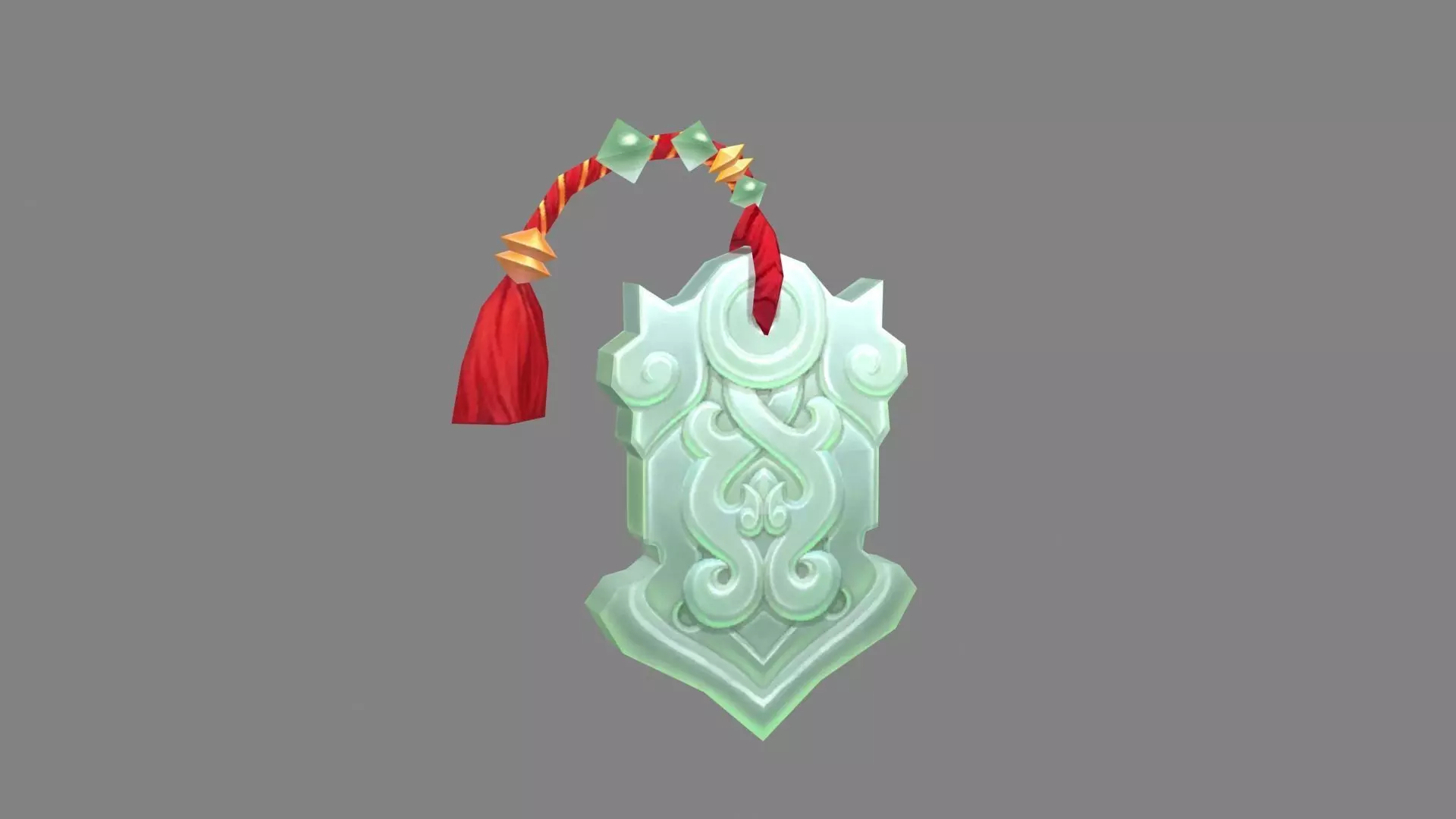 Cartoon chinese jade pendant Low-poly 3D model_0