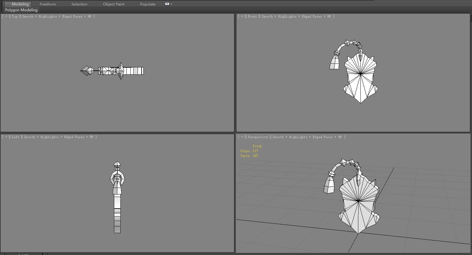 Cartoon chinese jade pendant Low-poly 3D model_5