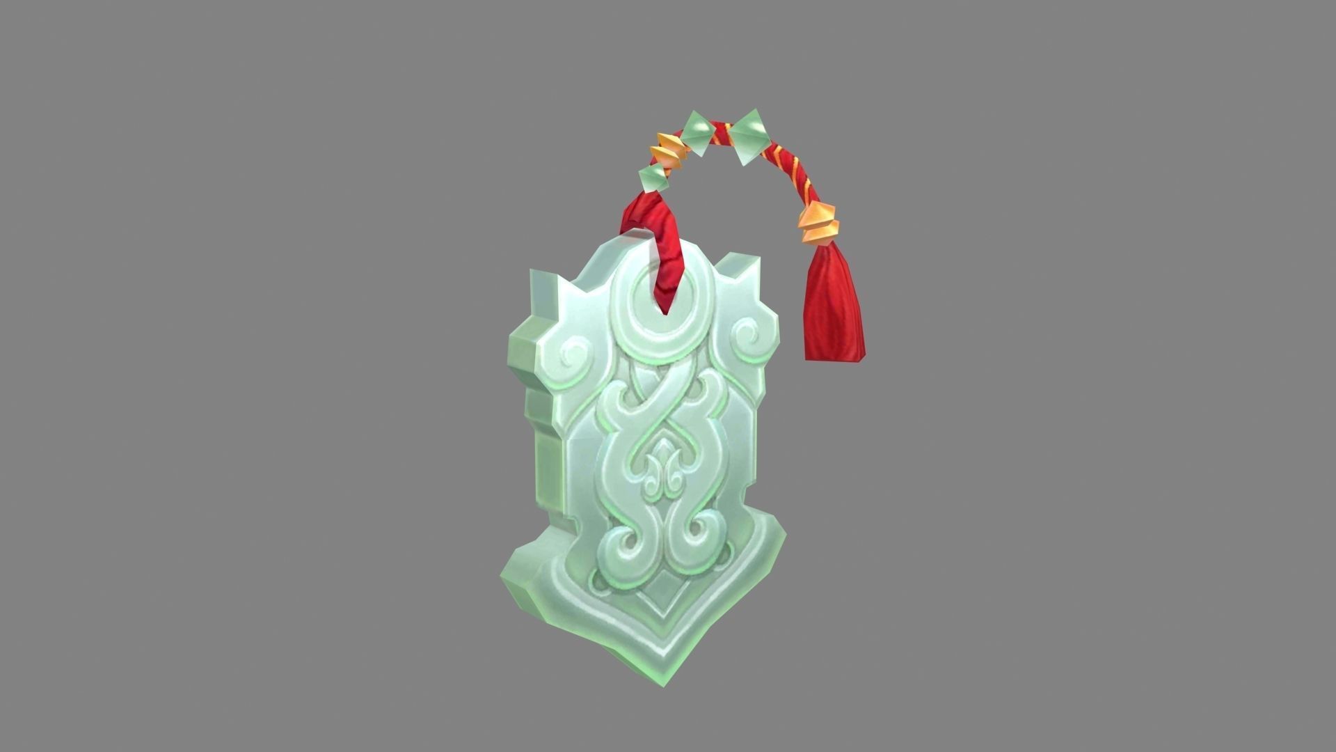 Cartoon chinese jade pendant Low-poly 3D model_2