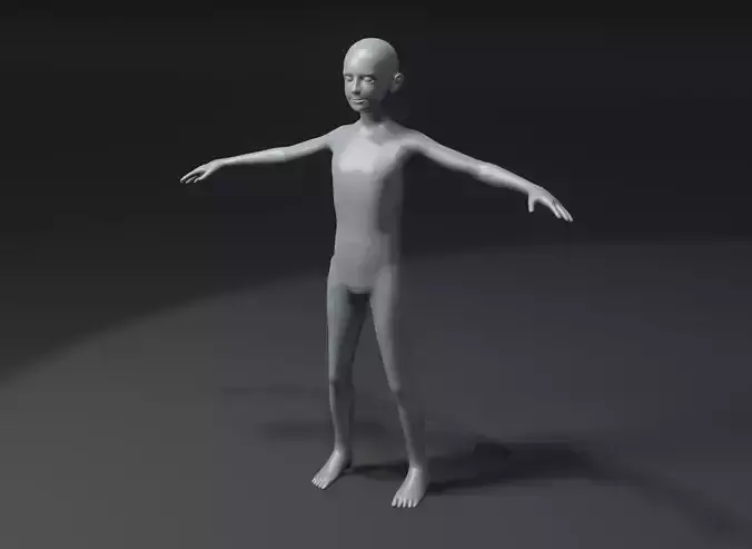 Boy Kid Body Base Mesh 3D Model 10k Polygons Low-poly 3D model