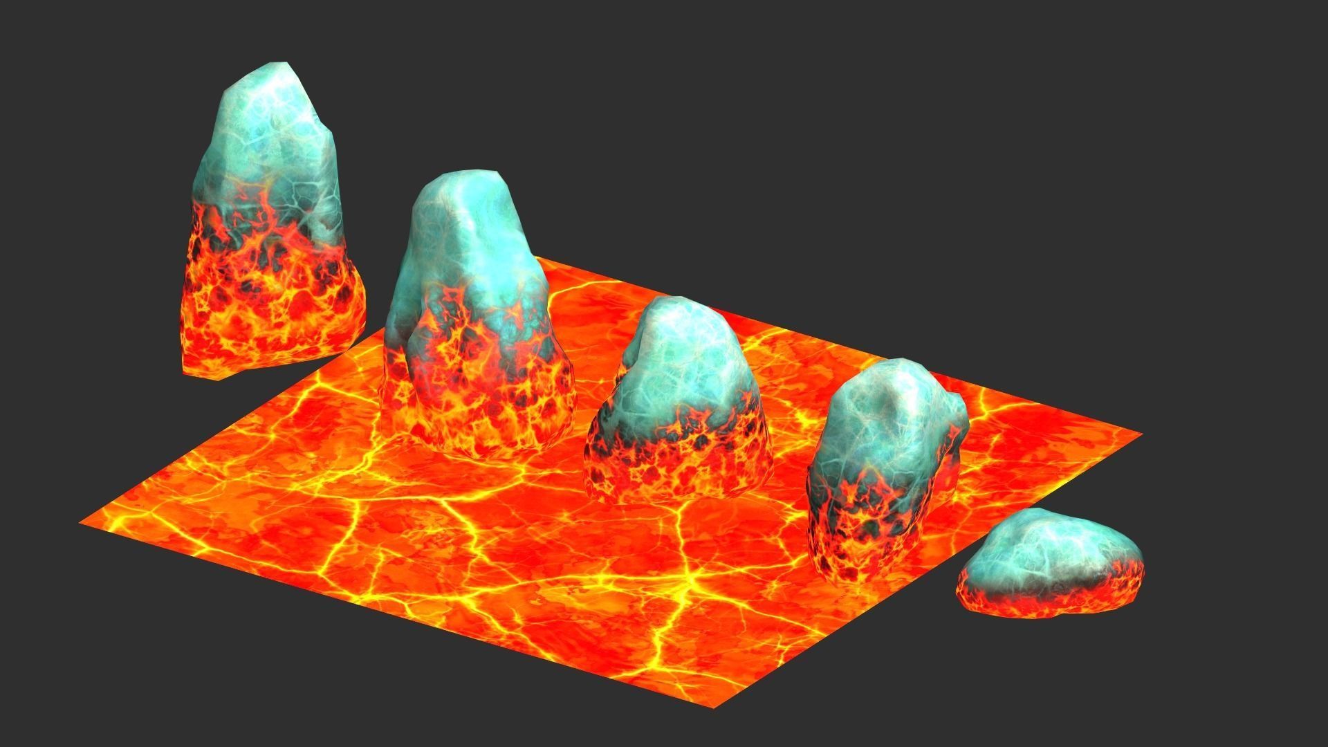 Rock Set 03 - Fire and Ice Low-poly 3D model_5