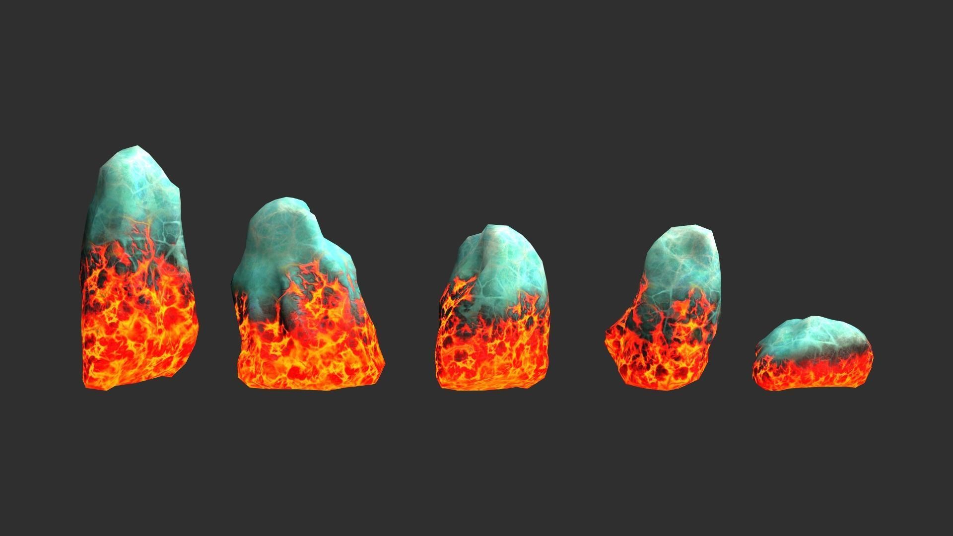 Rock Set 03 - Fire and Ice Low-poly 3D model_4