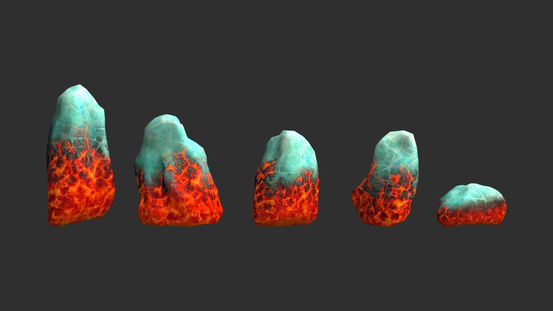 Rock Set 03 - Fire and Ice Low-poly 3D model_2